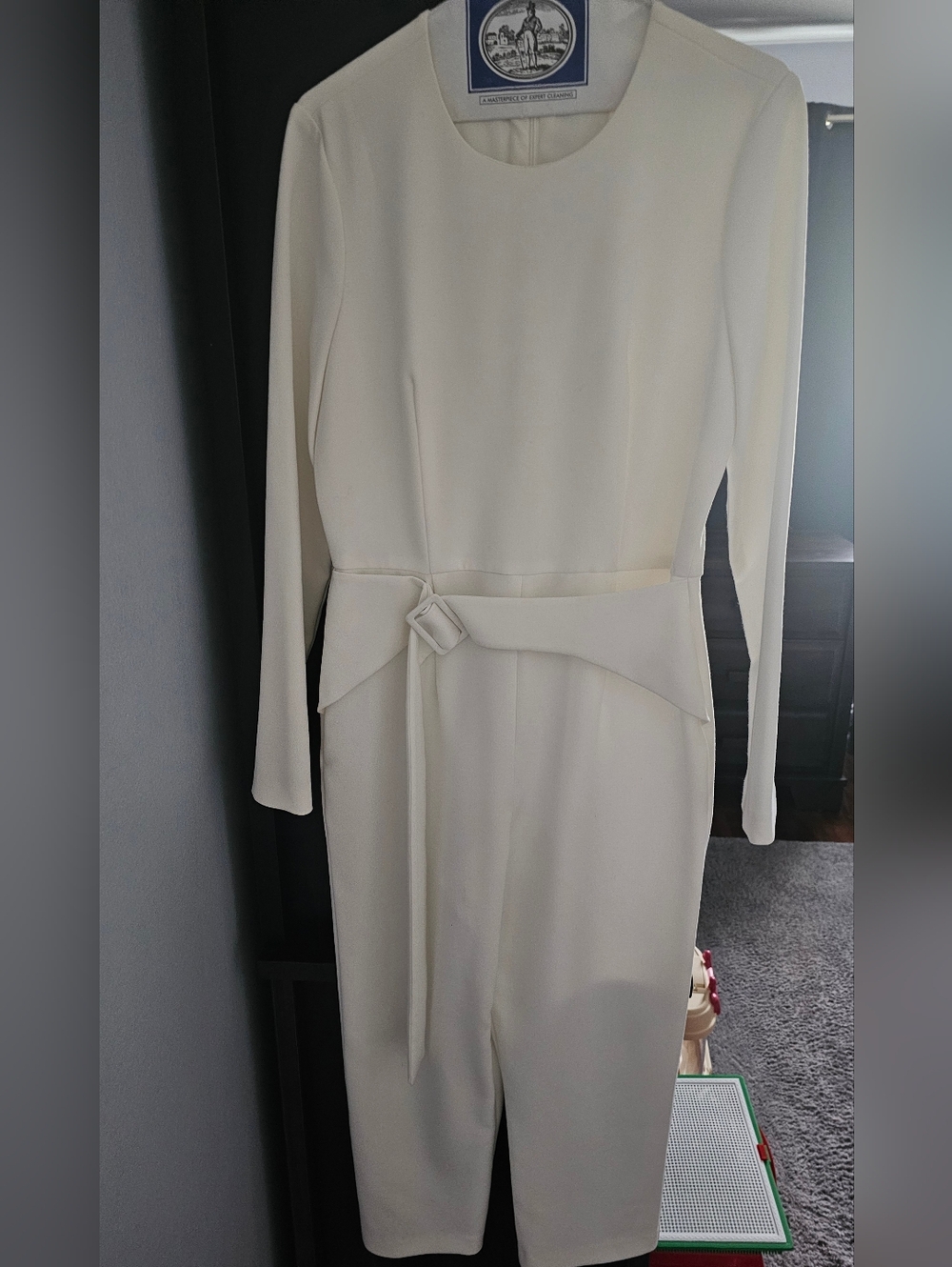 Black Halo Ivory Jumpsuit with Waist Tie